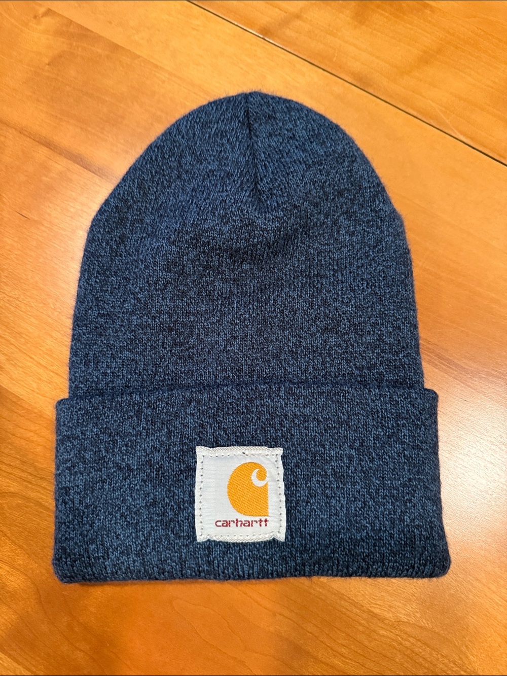 Carhartt Kids Heather Navy Cuffed Beanie with Gold Logo